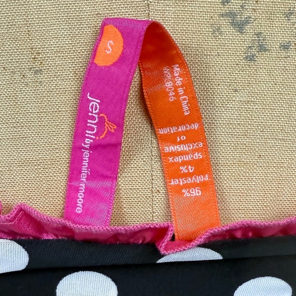 jenni by Jennifer Moore Black Nighty Polka Dots Pink Satin Trim Size Small - Picture 11 of 12